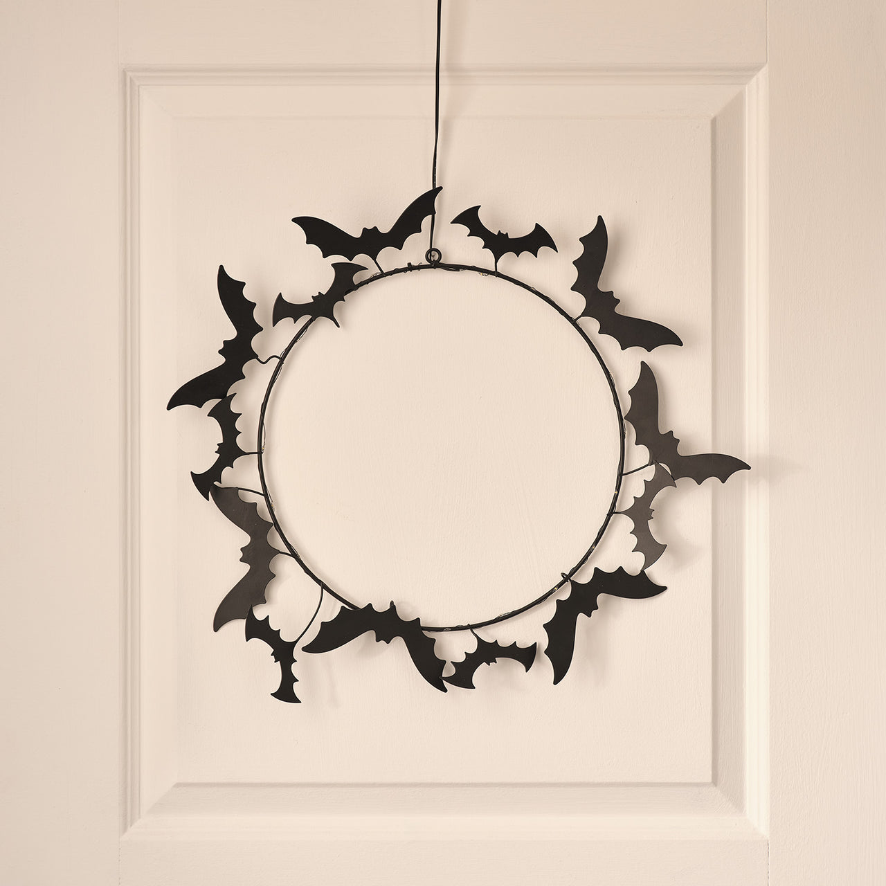 43cm LED Black Bat Halloween Wreath