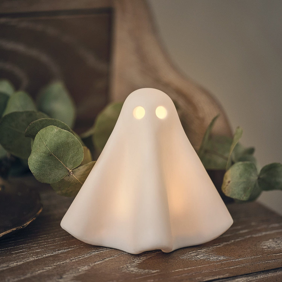 Set of 2 Gerald the Ghost Porcelain LED Halloween Decoration