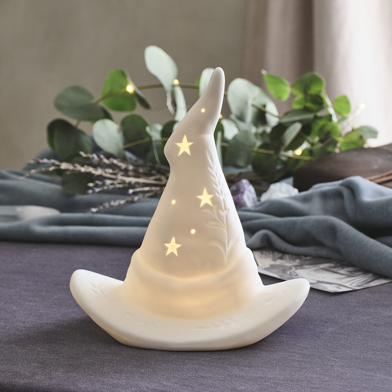 Porcelain LED Halloween Witches Hat Decoration
