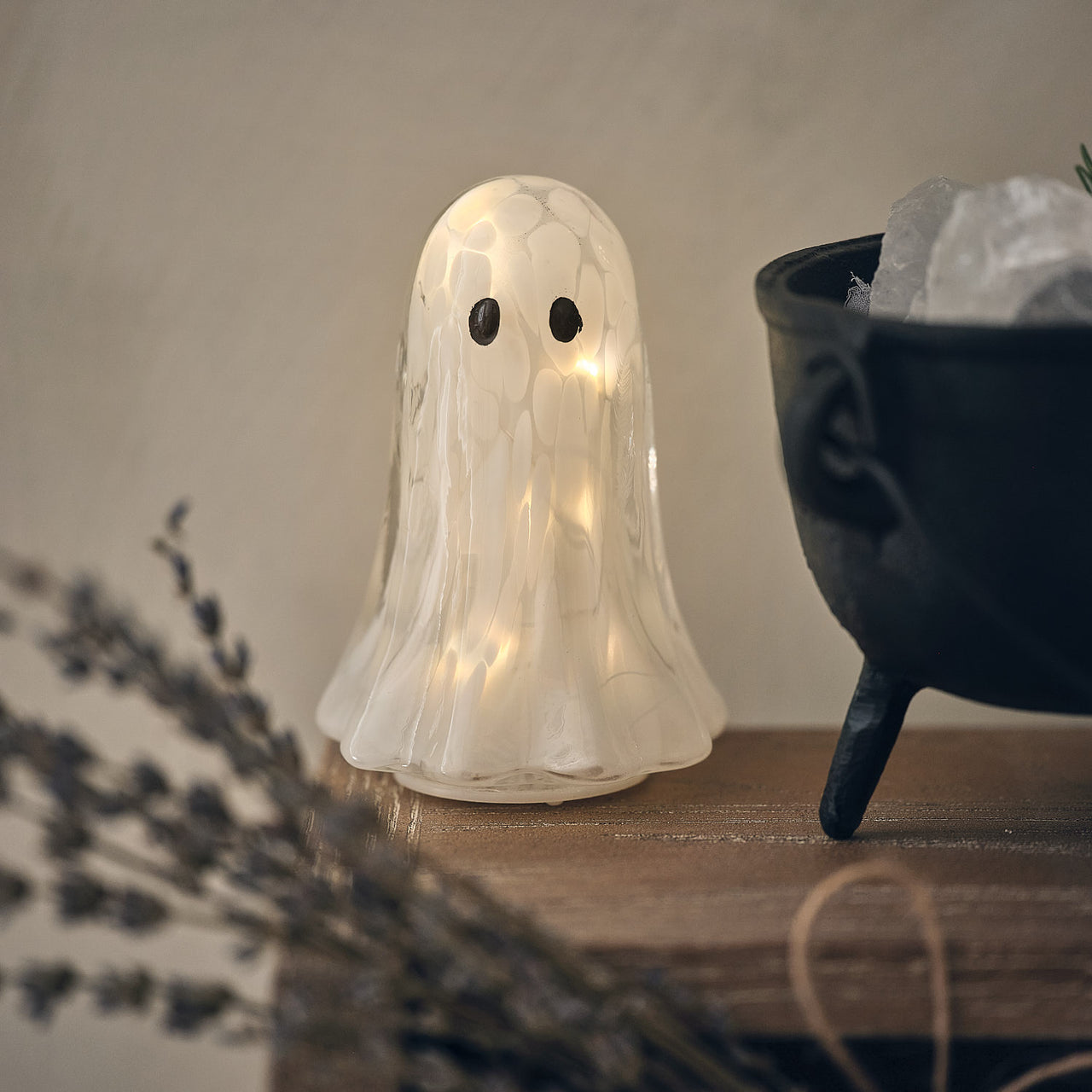 Gertie the Ghost Confetti Glass LED Halloween Decoration