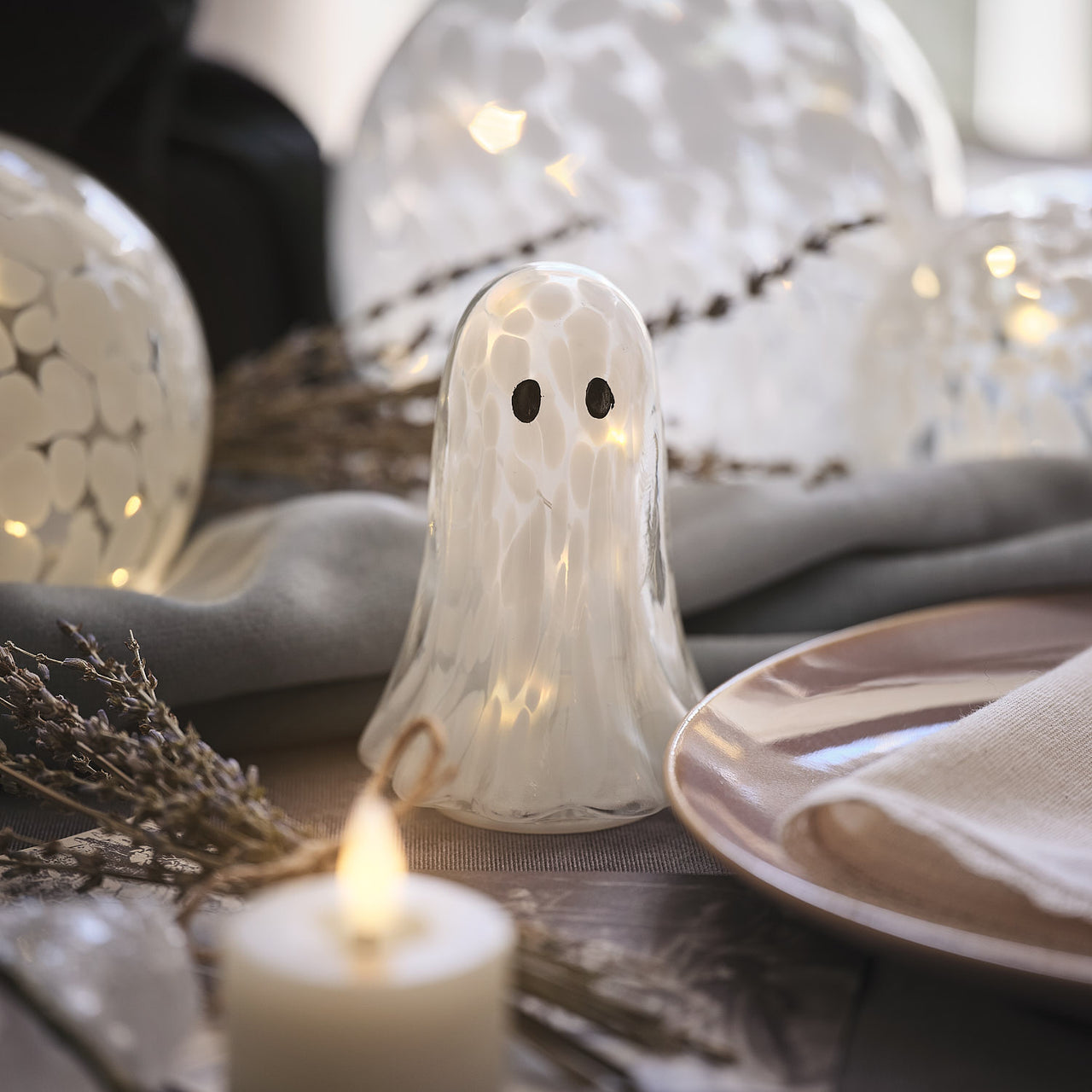 Gertie the Ghost Confetti Glass LED Halloween Decoration
