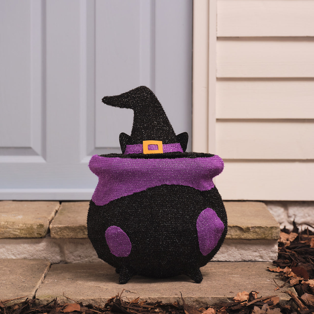 Cauldron Cat Outdoor LED Halloween Figure