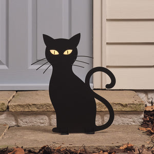 Always Watching Caleb Cat with LED Eyes Outdoor Halloween Silhouette Stake Light