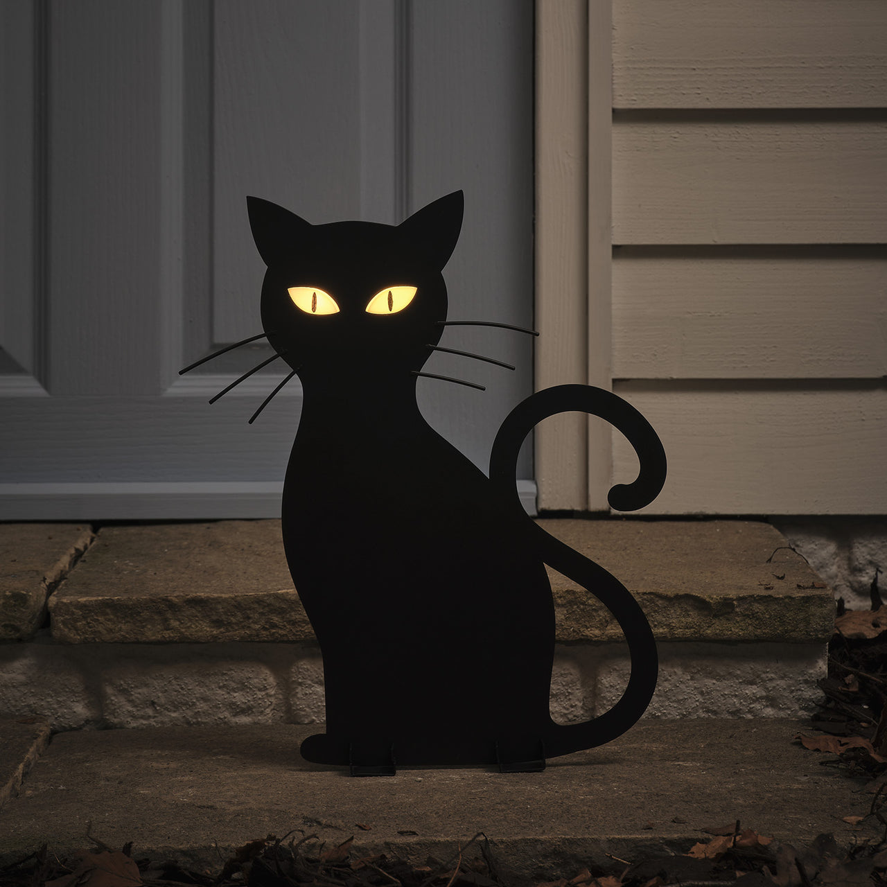 Always Watching Caleb Cat with LED Eyes Outdoor Halloween Silhouette Stake Light