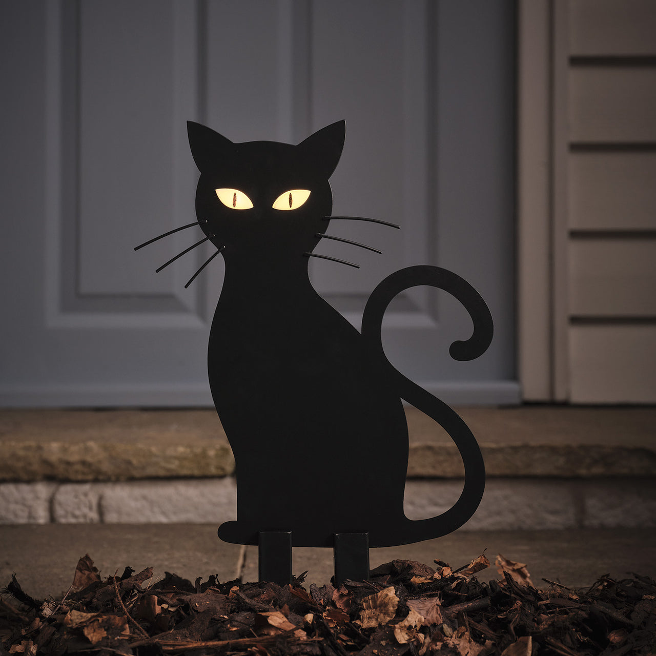 Always Watching Caleb Cat with LED Eyes Outdoor Halloween Silhouette Stake Light