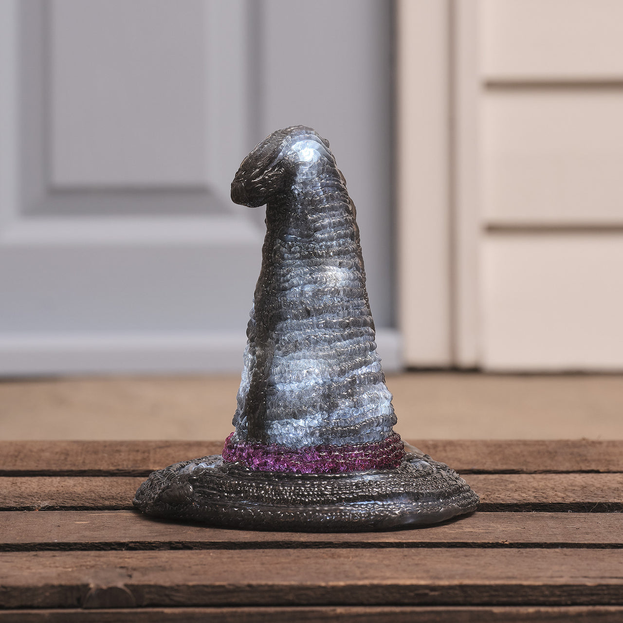 Witches Hat & Jet the Black Cat LED 3D Acrylic Figures & Mini Ghost Halloween Decoration