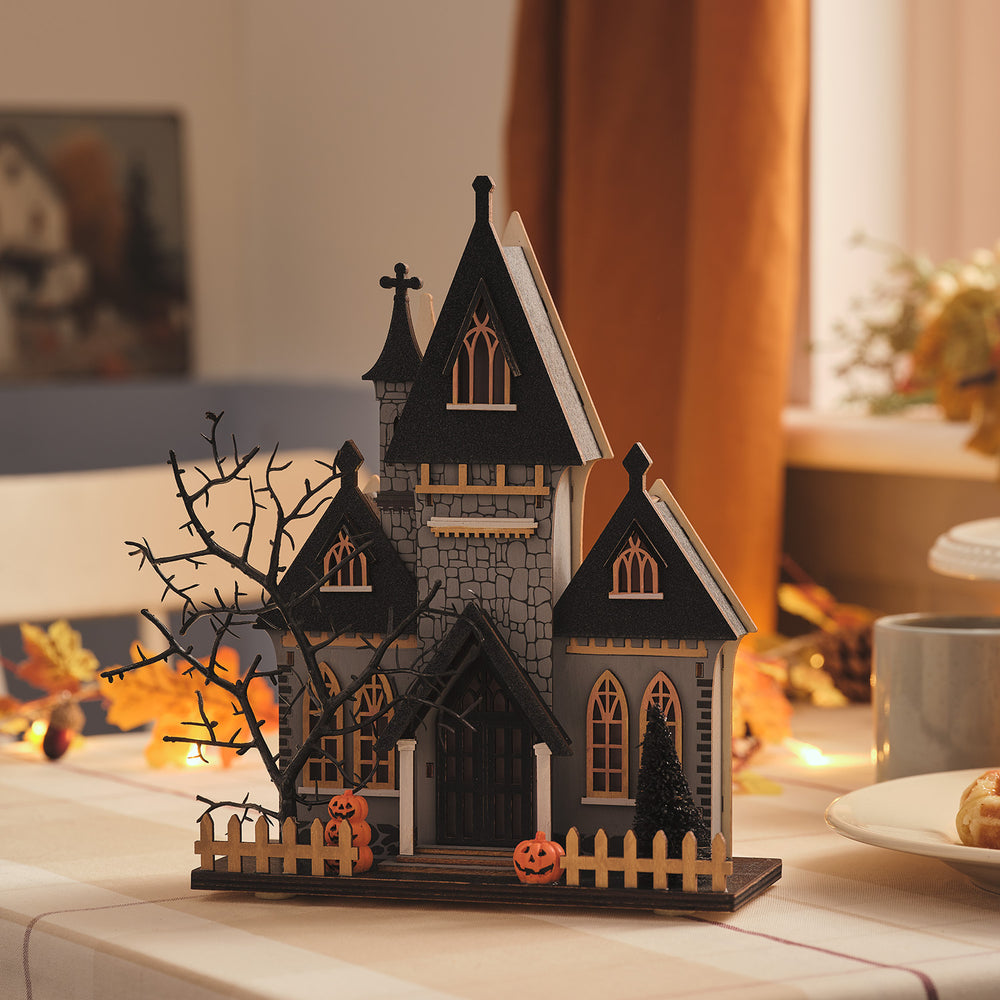 Spooky LED Wooden Halloween House Decoration