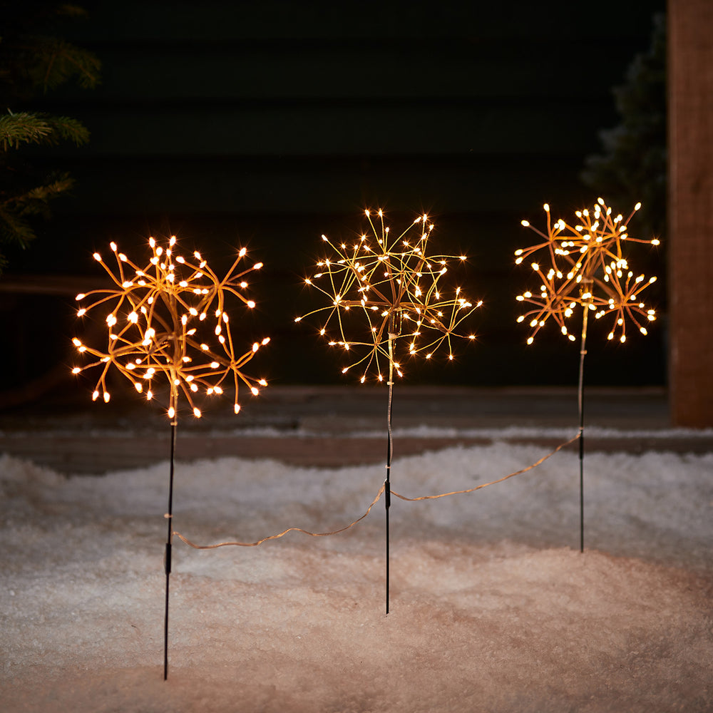 3 Copper Starburst Garden Stake Lights