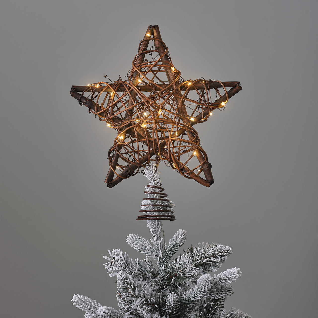 Rattan Star Micro LED Christmas Tree Topper