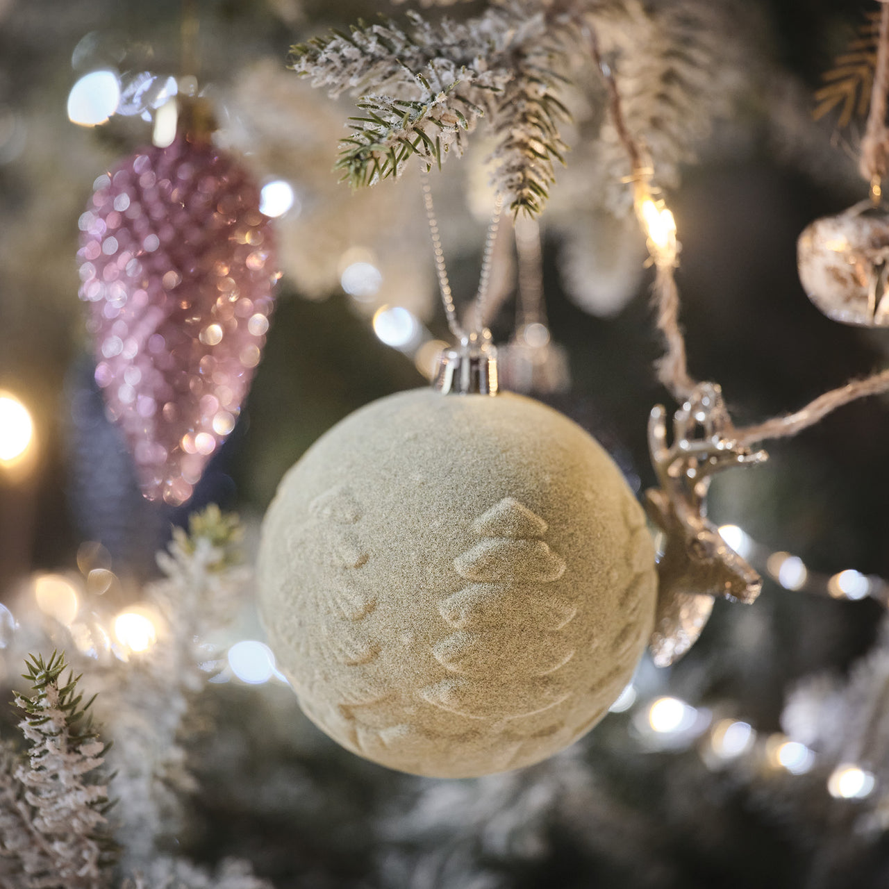 Set of 2 Green Velvet Christmas Baubles