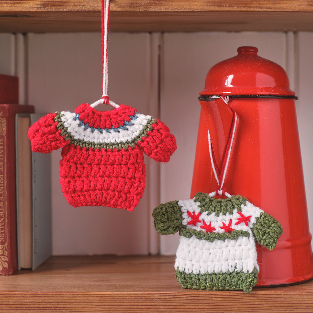 Set of 2 Knitted Jumper Christmas Decorations