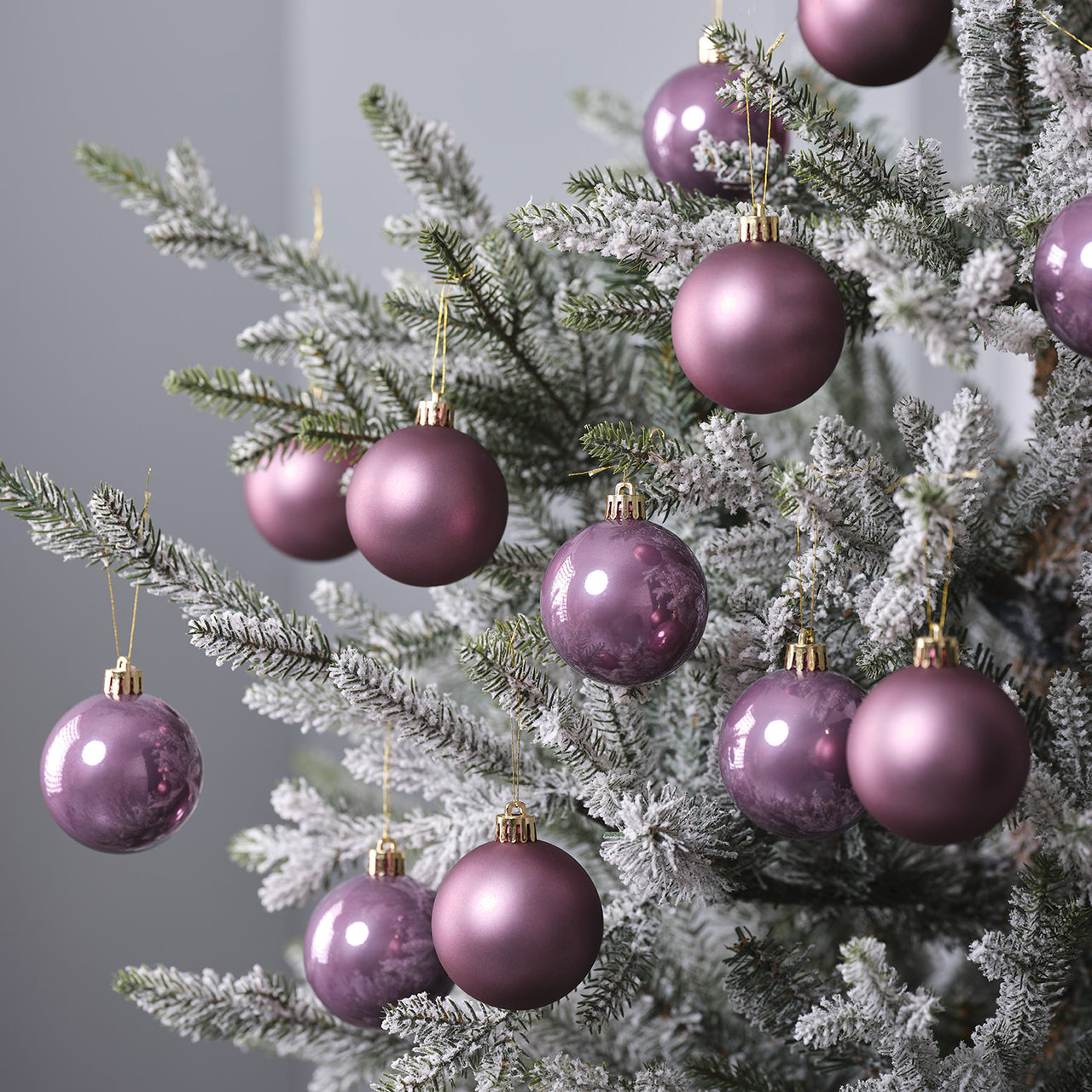 Set of 12 Dark Pink Christmas Baubles