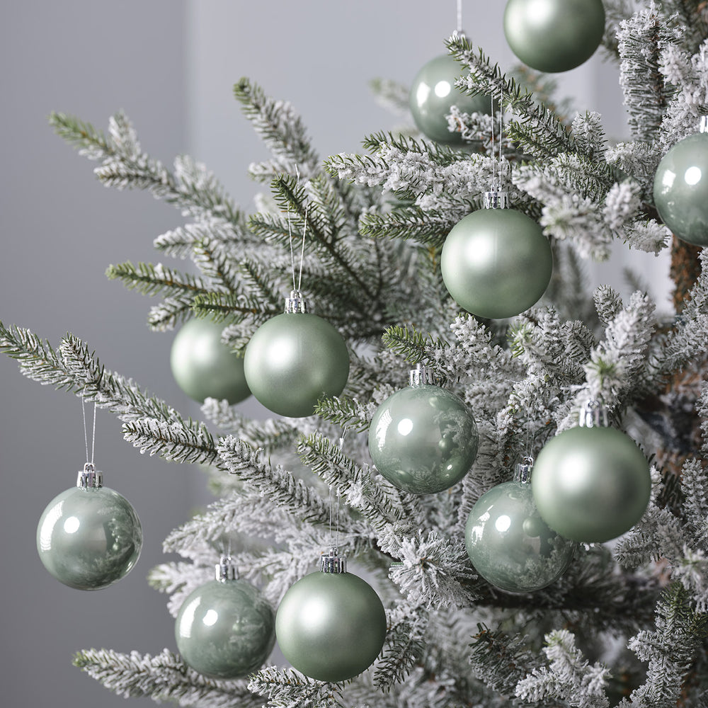 Set of 12 Sage Green Christmas Baubles