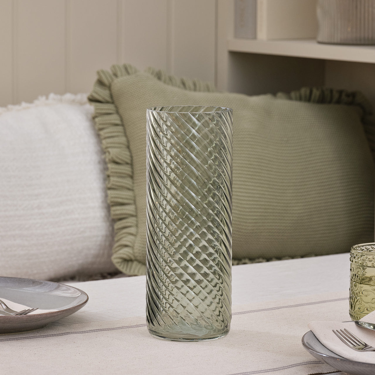 Green Textured Glass Vase