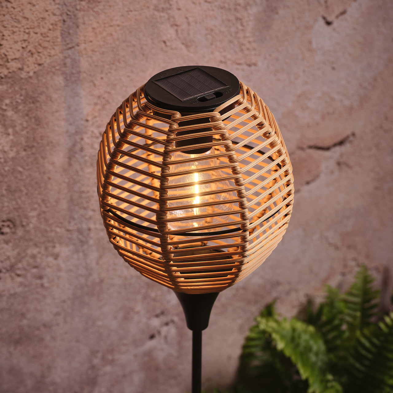 Hygge Wicker Style Solar Stake Light