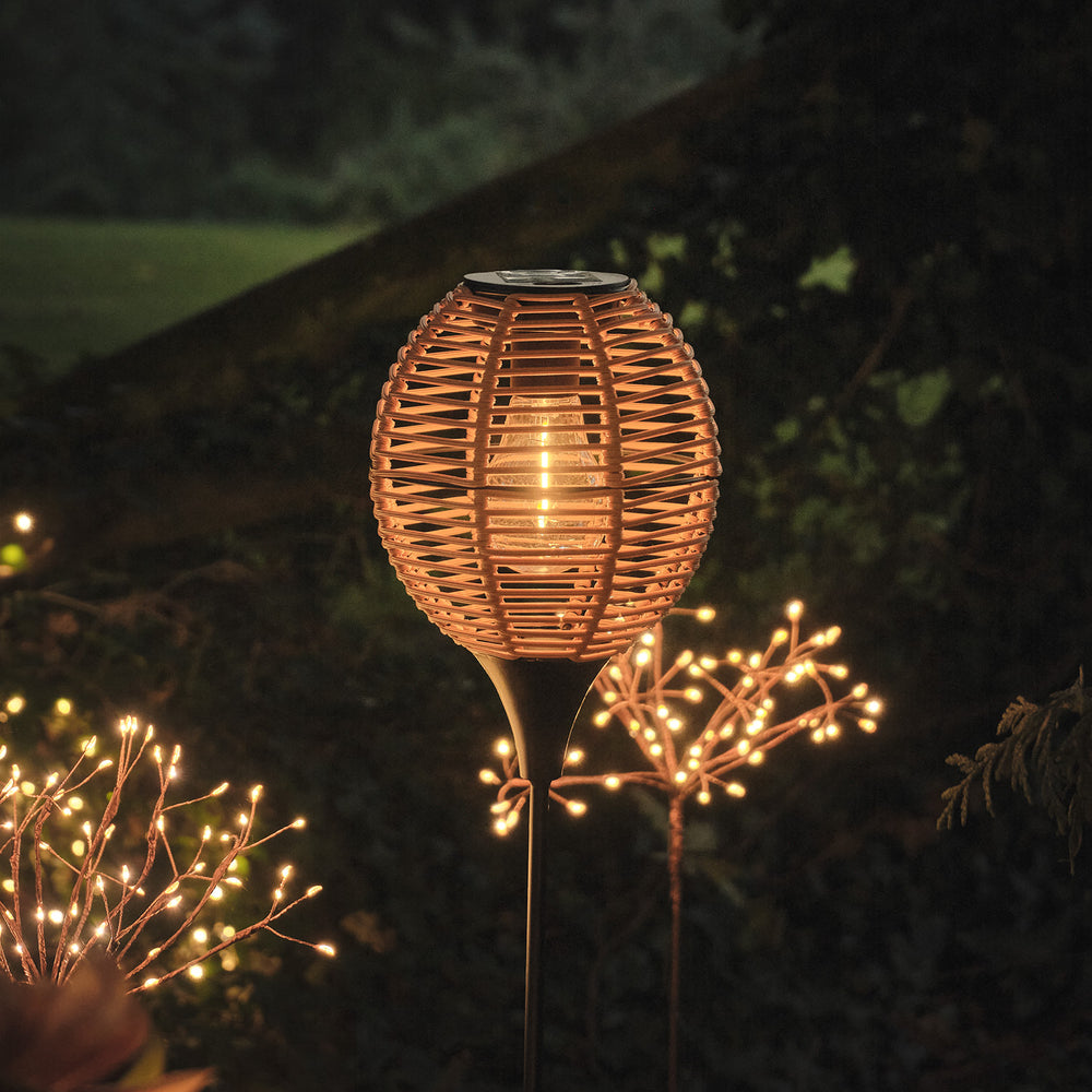Set of 2 Wicker Effect Solar Stake Lights