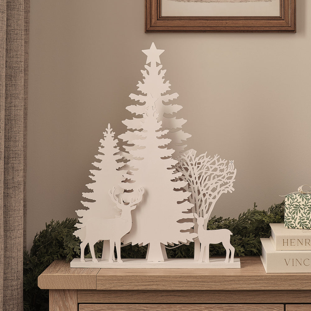Wooden Light Up Reindeer in the Woods Decoration