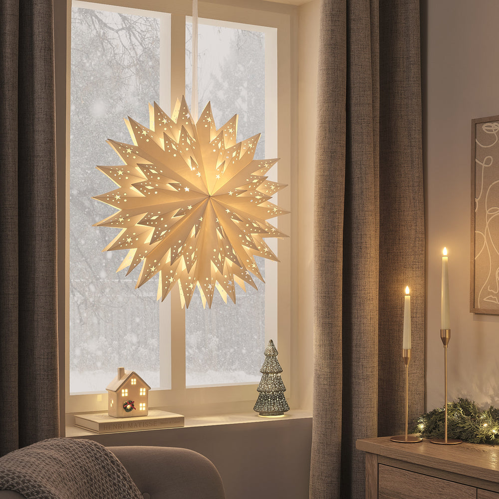 Traditional Star Light Up Paper Hanging Decoration