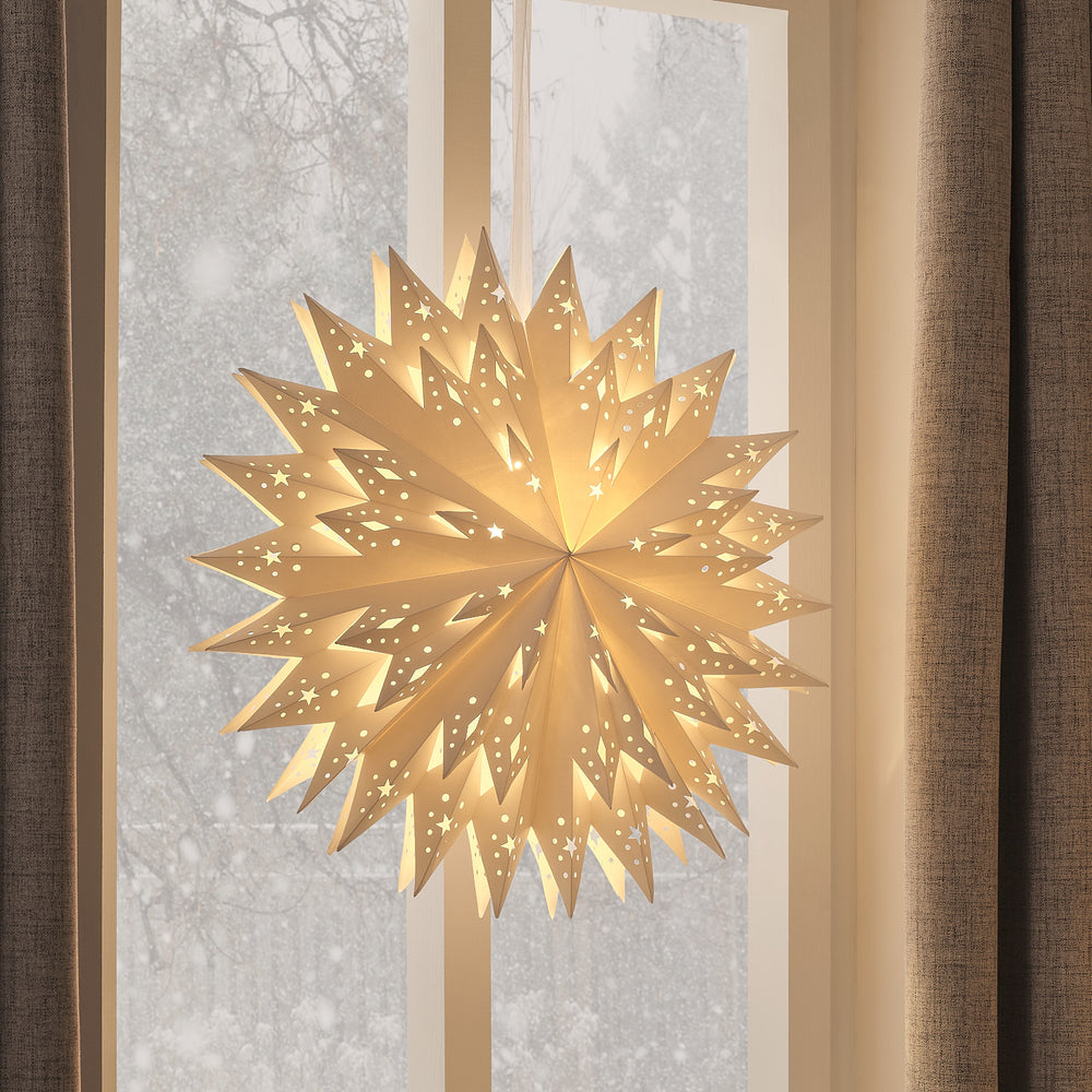 Traditional Star Light Up Paper Hanging Decoration