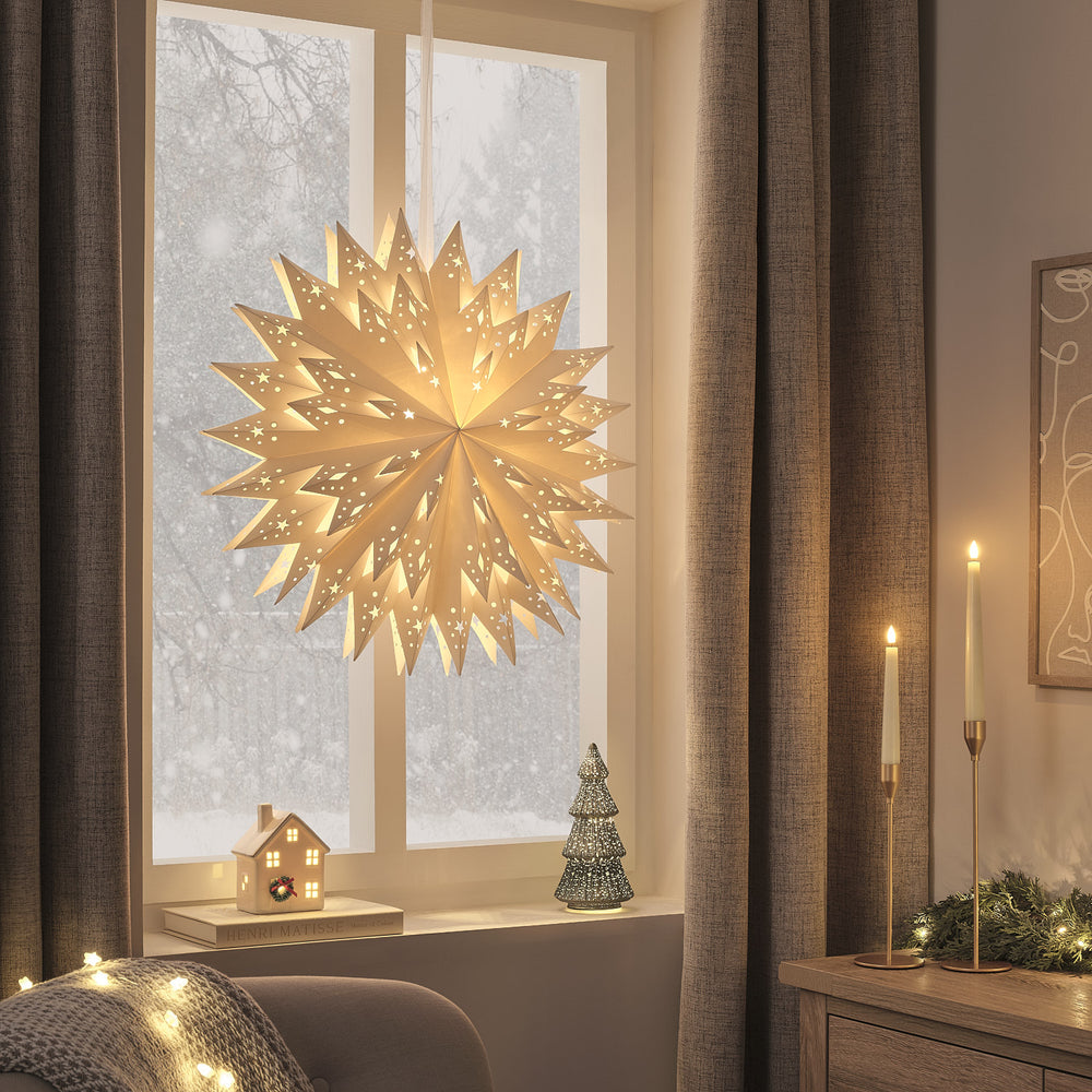 Traditional Star Light Up Paper Hanging Decoration Trio