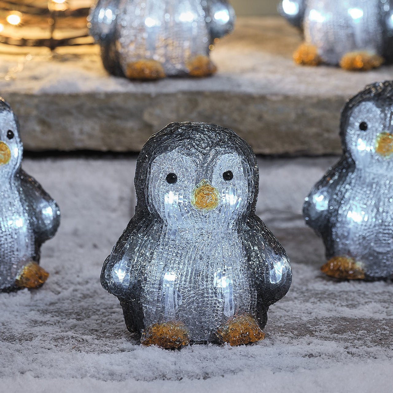 5 Penguin LED 3D Acrylic Christmas Figures