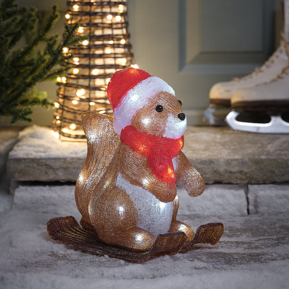 29cm Skiing Squirrel LED Acrylic Christmas Figure