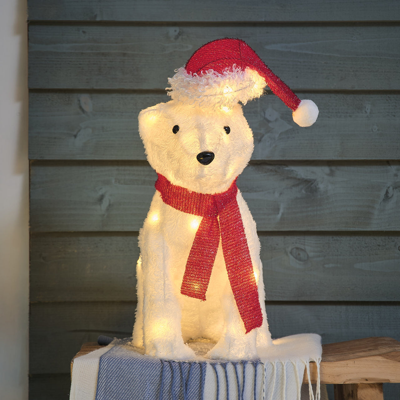 43cm Preston the Polar Bear LED 3D Outdoor Fabric Christmas Figure
