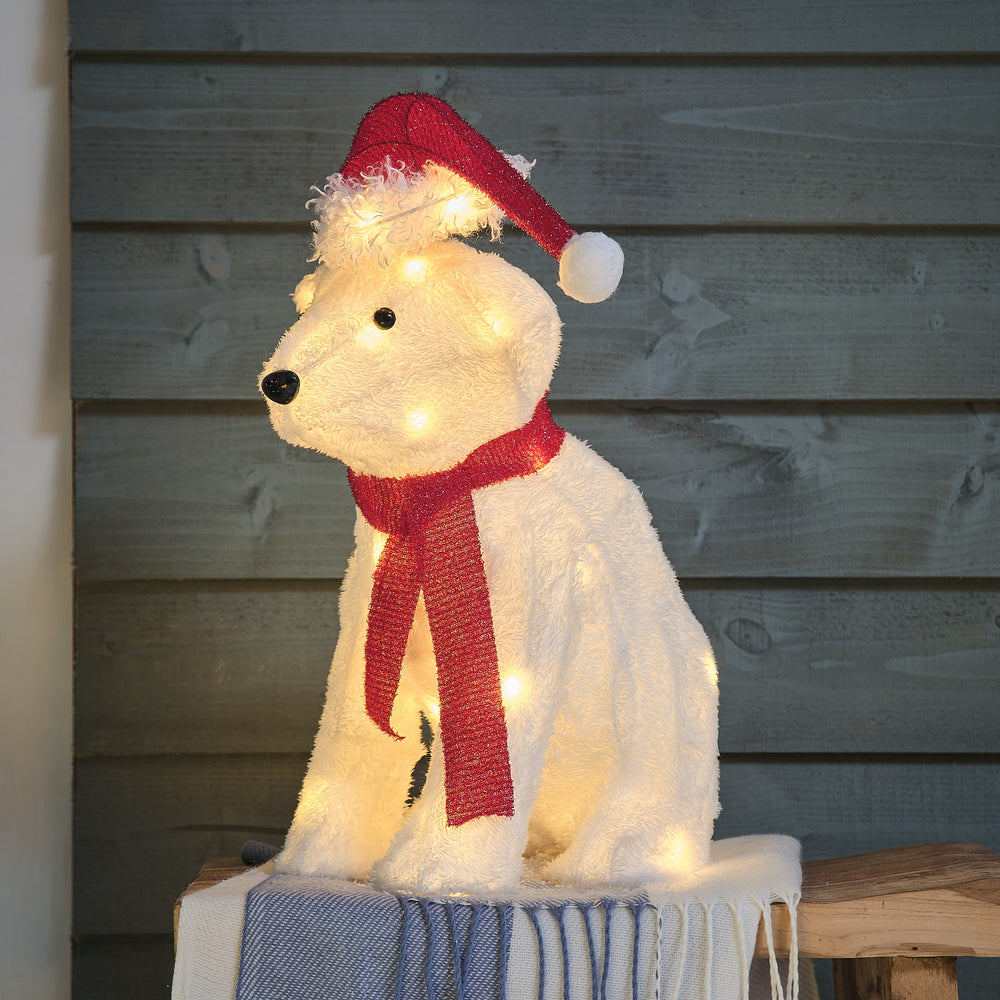 43cm Preston the Polar Bear LED 3D Outdoor Fabric Christmas Figure