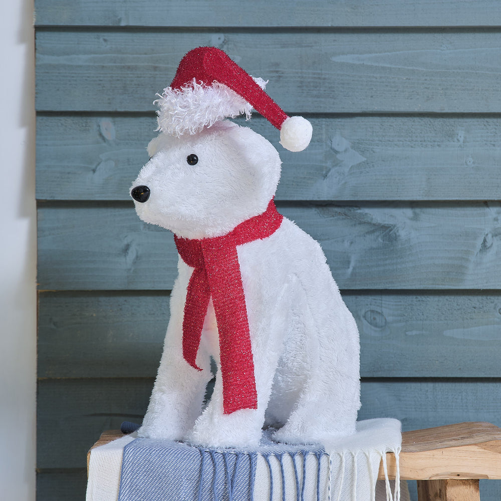 43cm Preston the Polar Bear LED 3D Outdoor Fabric Christmas Figure