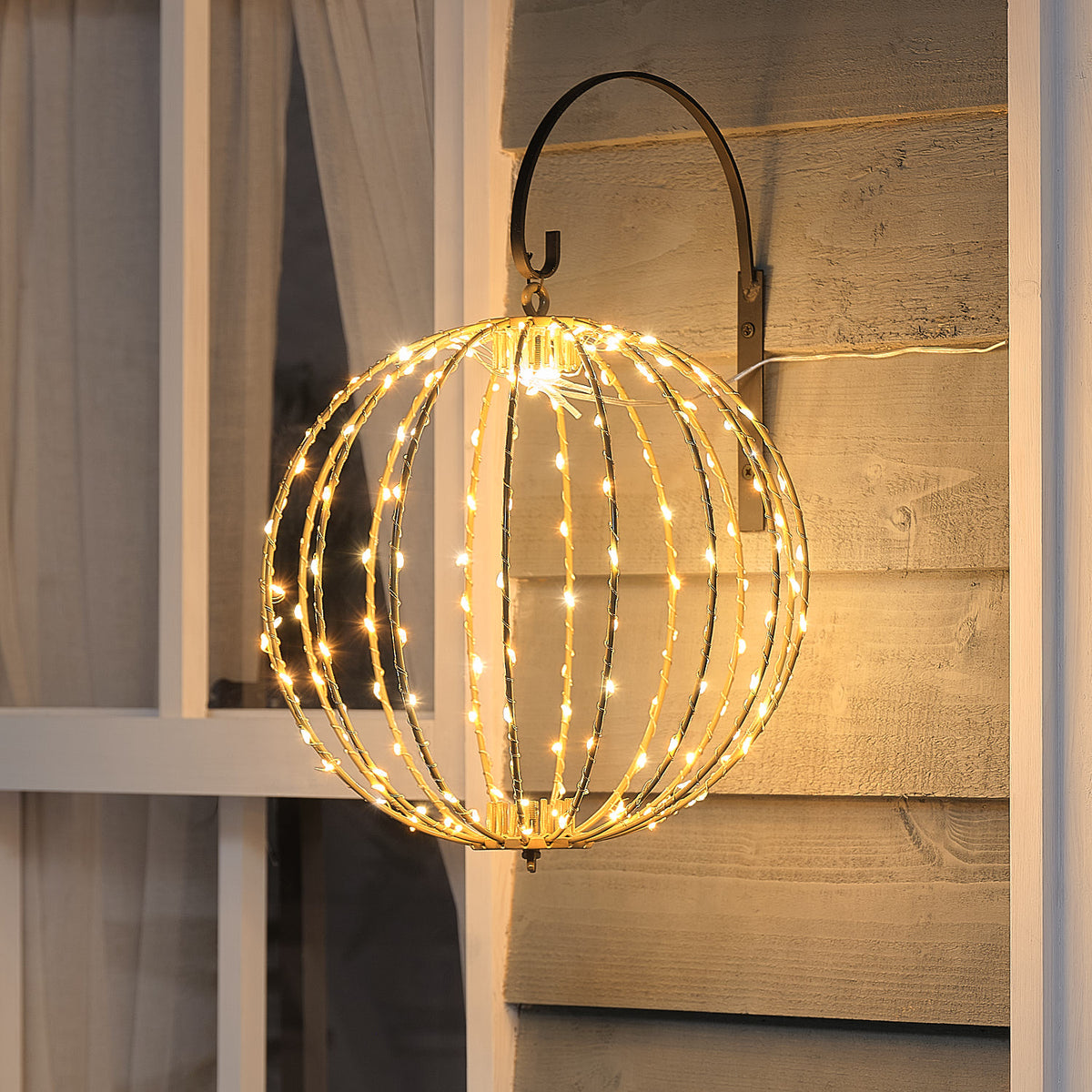 28cm Twinkling Gold Micro LED Hanging Outdoor Ball Decoration