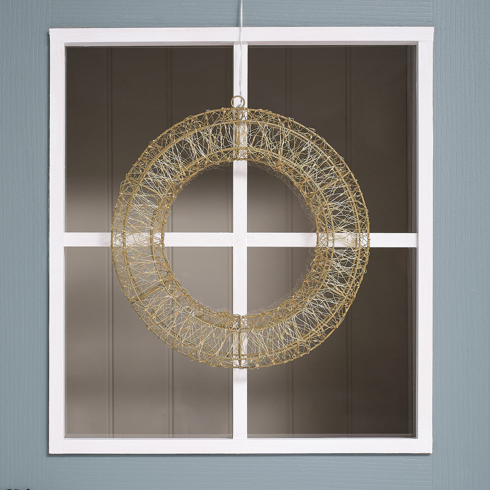 38cm Twinkling Gold Micro LED Outdoor Wreath