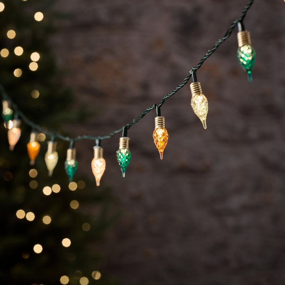 Emerald Vintage Pear Drop LED Twinkle Effect String Lights Green Cable