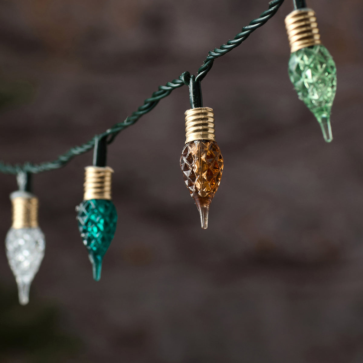 Emerald Vintage Pear Drop LED Twinkle Effect String Lights Green Cable