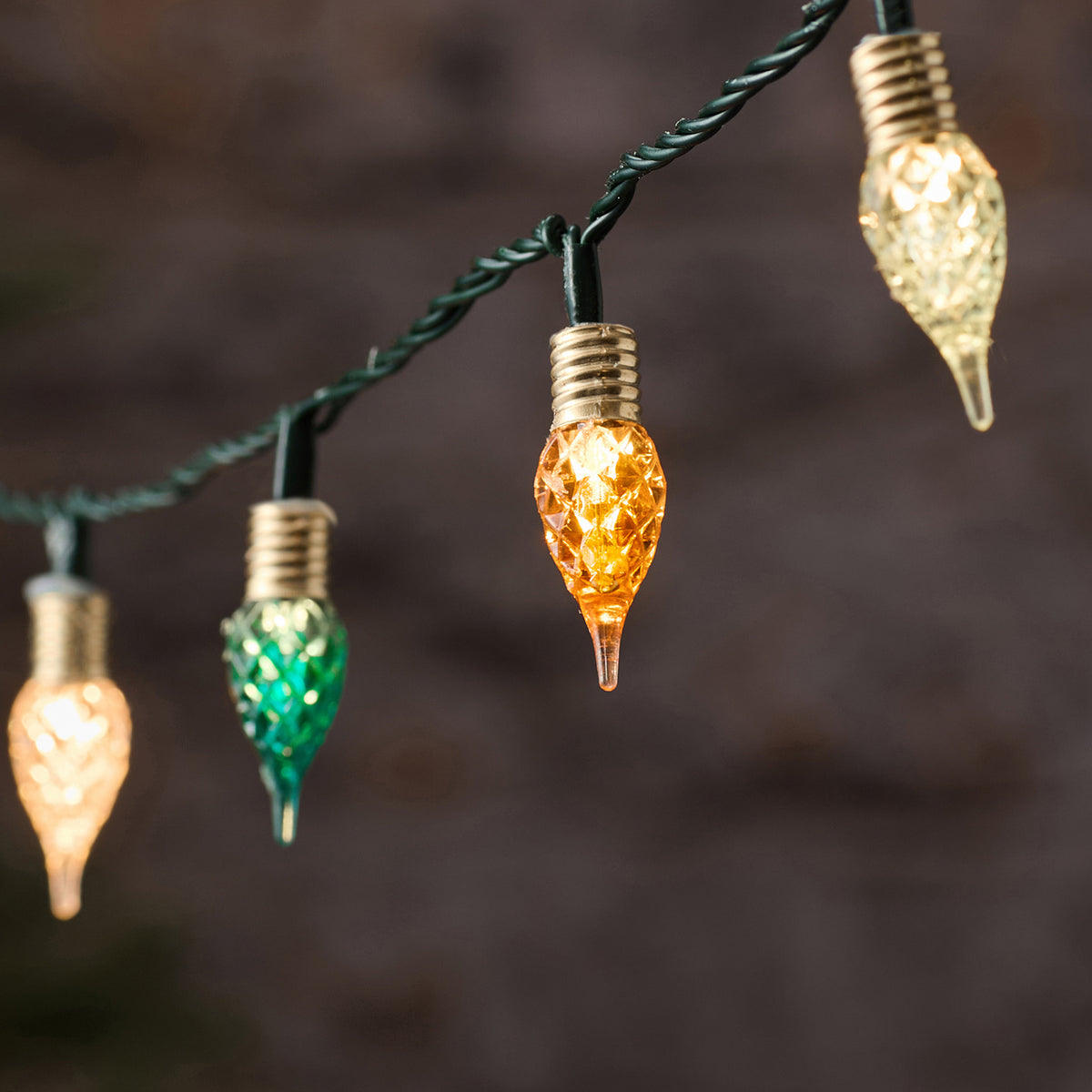 Emerald Vintage Pear Drop LED Twinkle Effect String Lights Green Cable