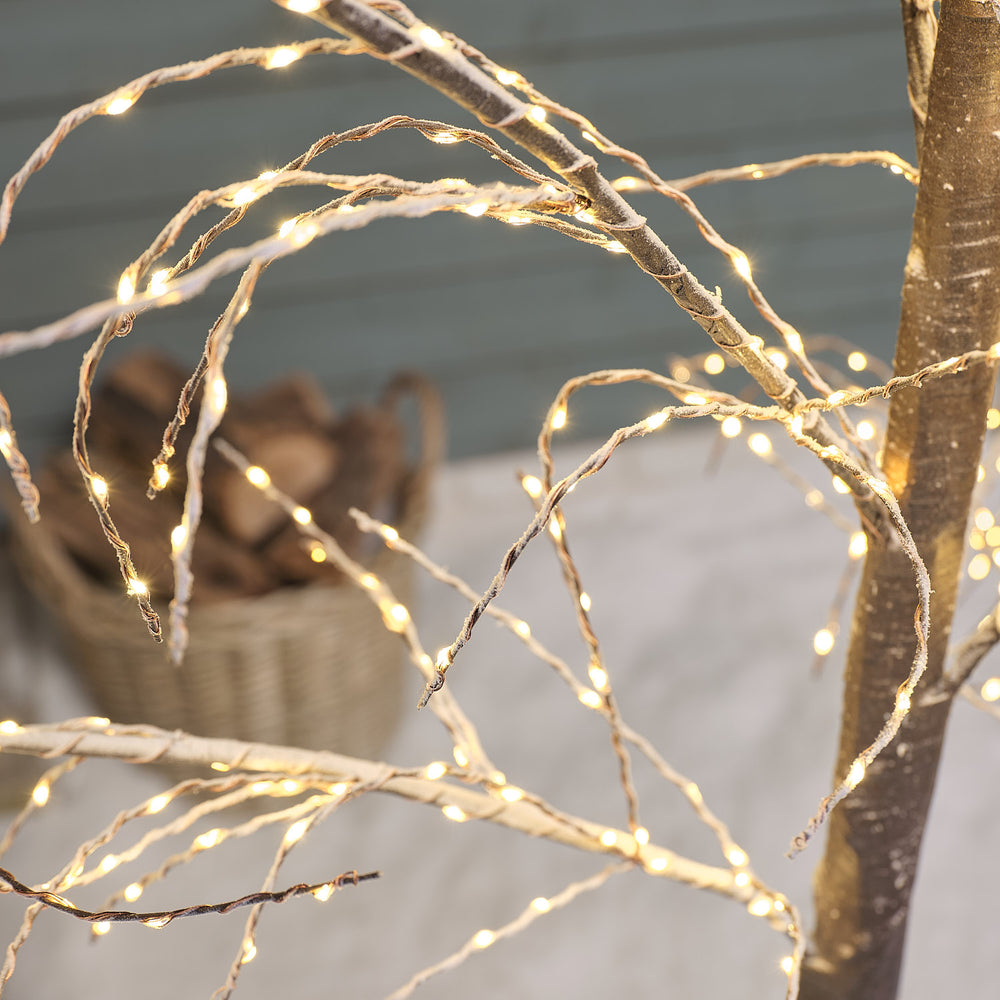 1.8m Snowy Pre Lit Plug In Outdoor Twig Tree
