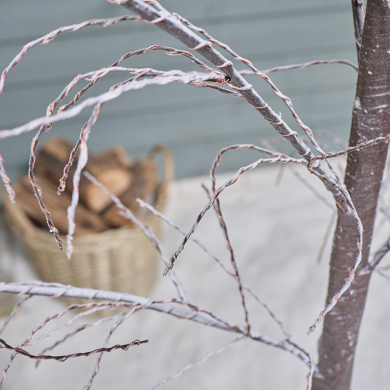 1.8m Snowy Pre Lit Plug In Outdoor Twig Tree