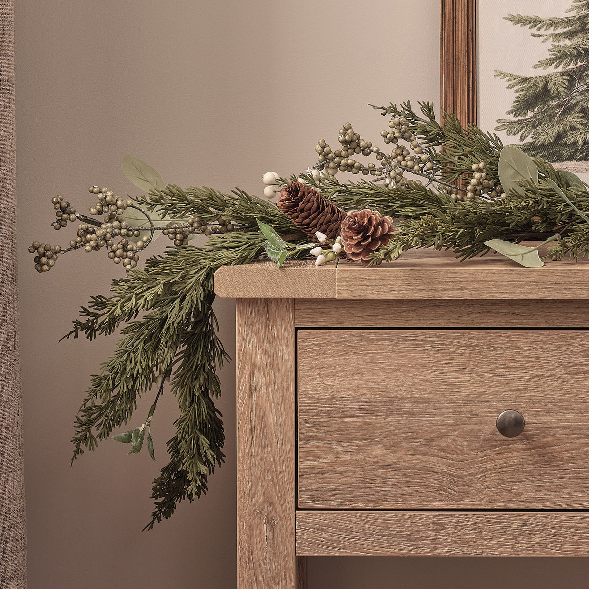 White Berry and Pinecone Christmas Wreath & Garland