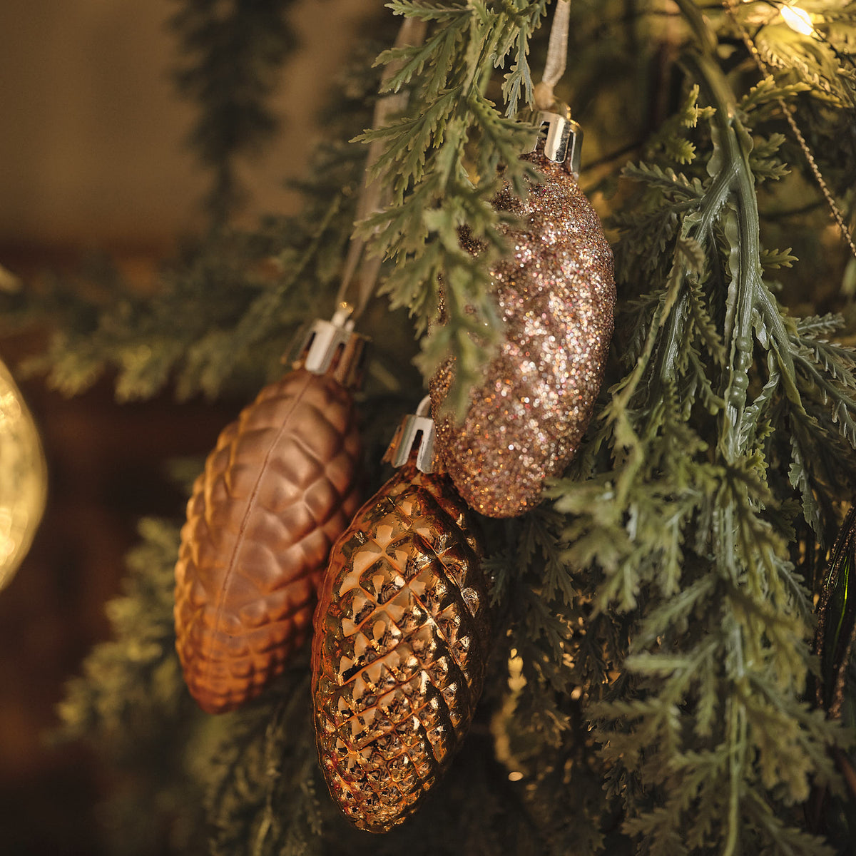 Set of 3 Pinecone Christmas Tree Decorations