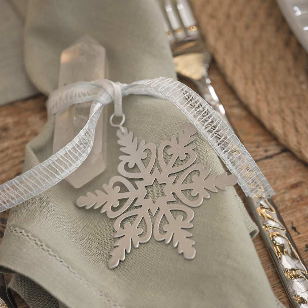 Set of 8 Blue & White Snowflake Christmas Tree Decorations
