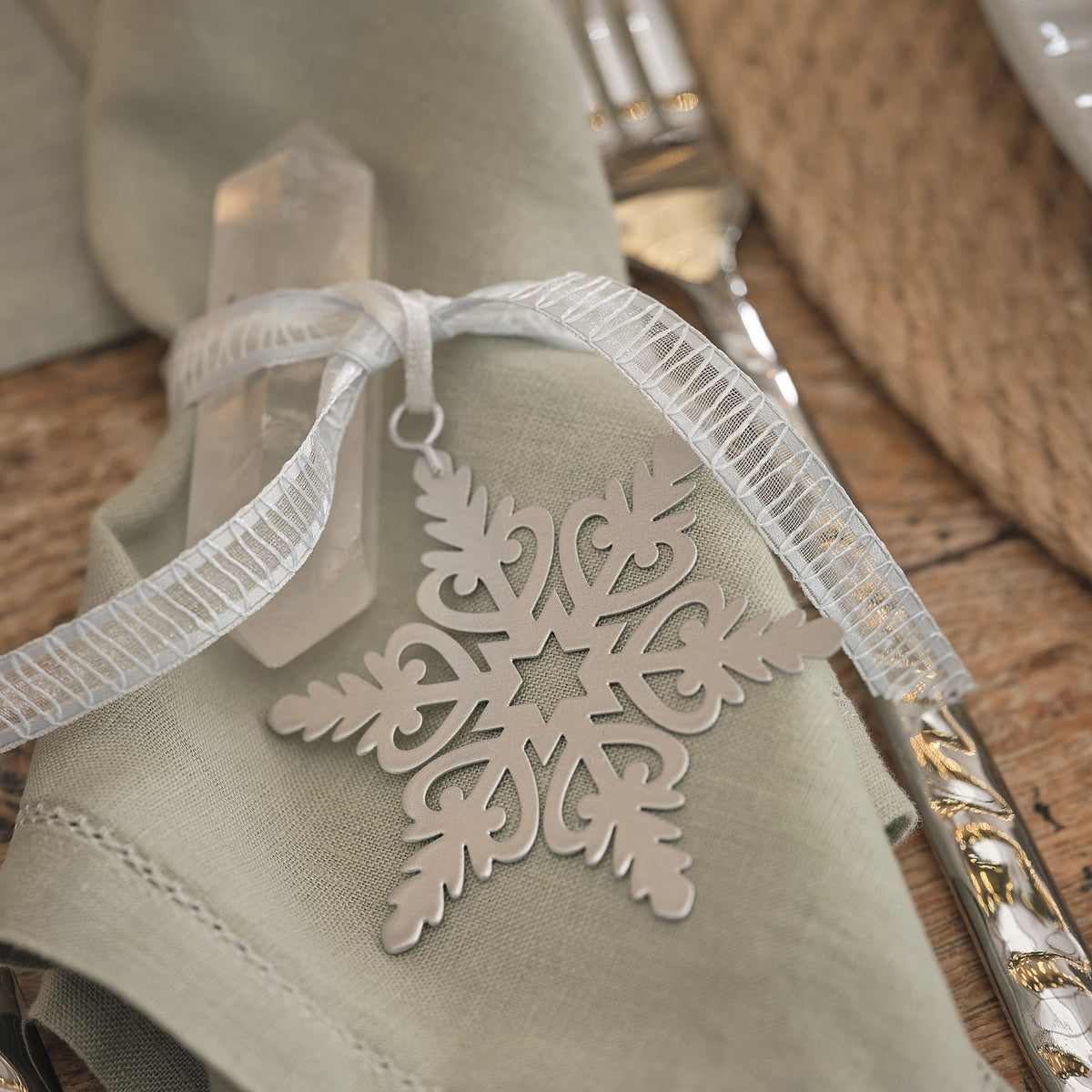 Set of 8 Blue & White Snowflake Christmas Tree Decorations