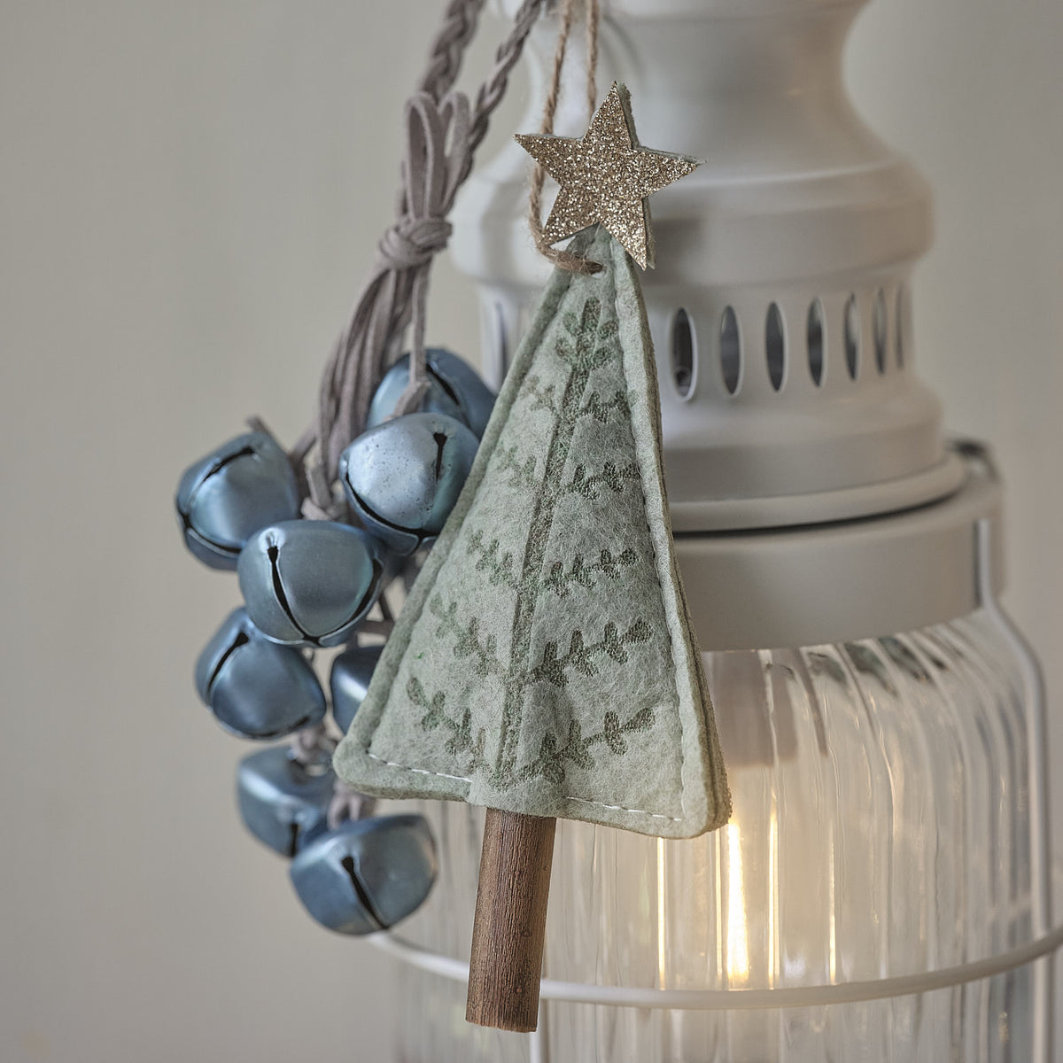 Set of 4 Felt Star Topped Tree Christmas Tree Decorations
