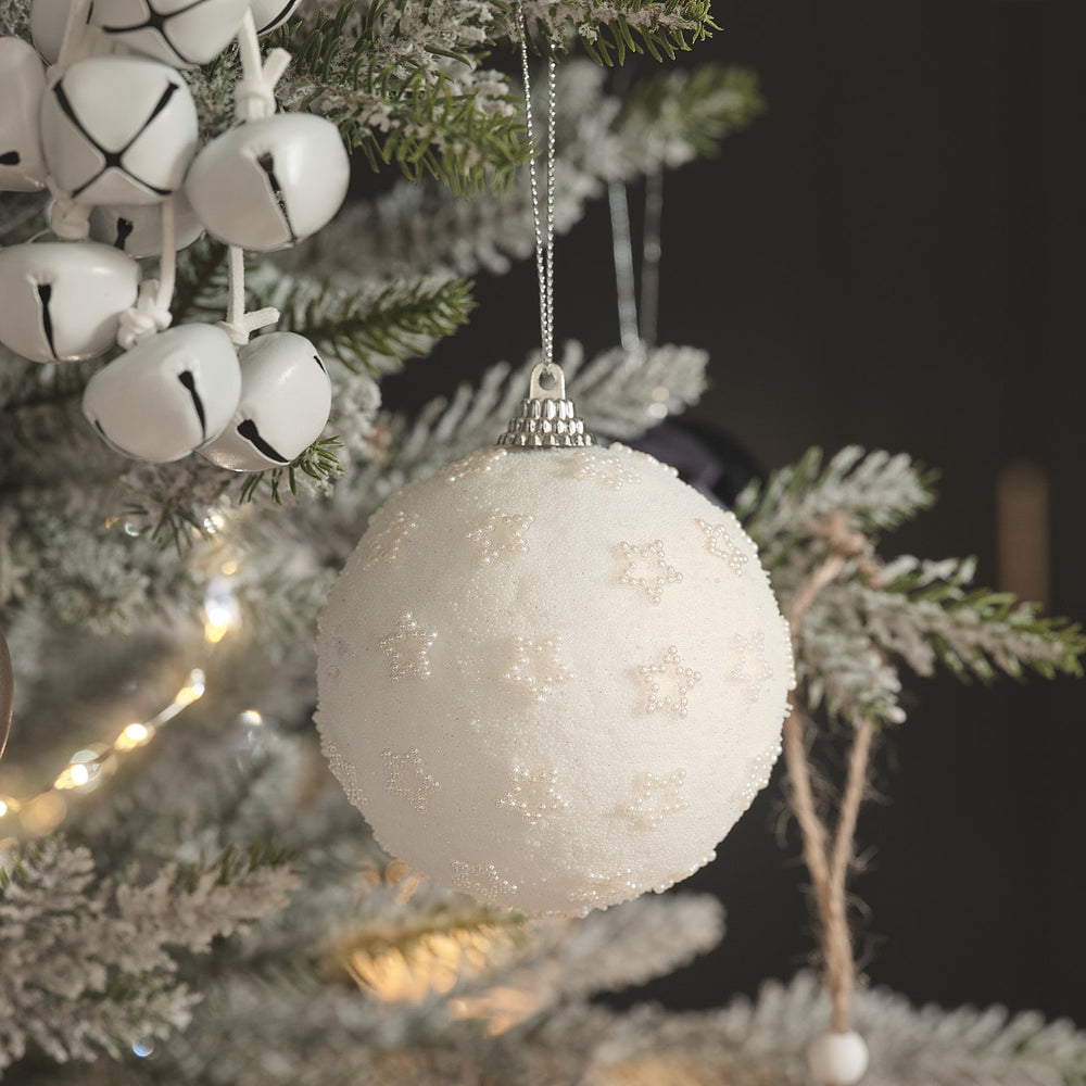 White Beaded Star Christmas Tree Bauble