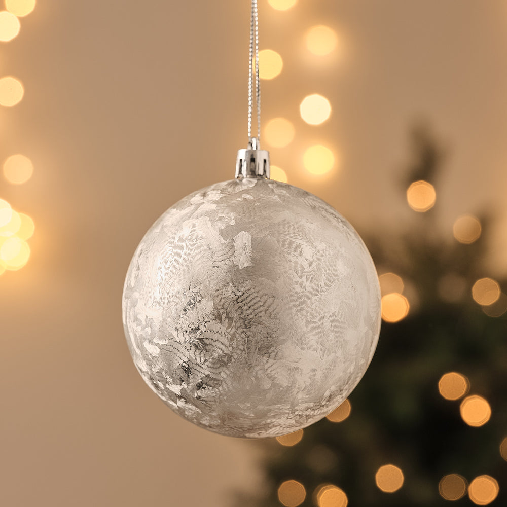 Silver Frosted Effect Christmas Tree Bauble