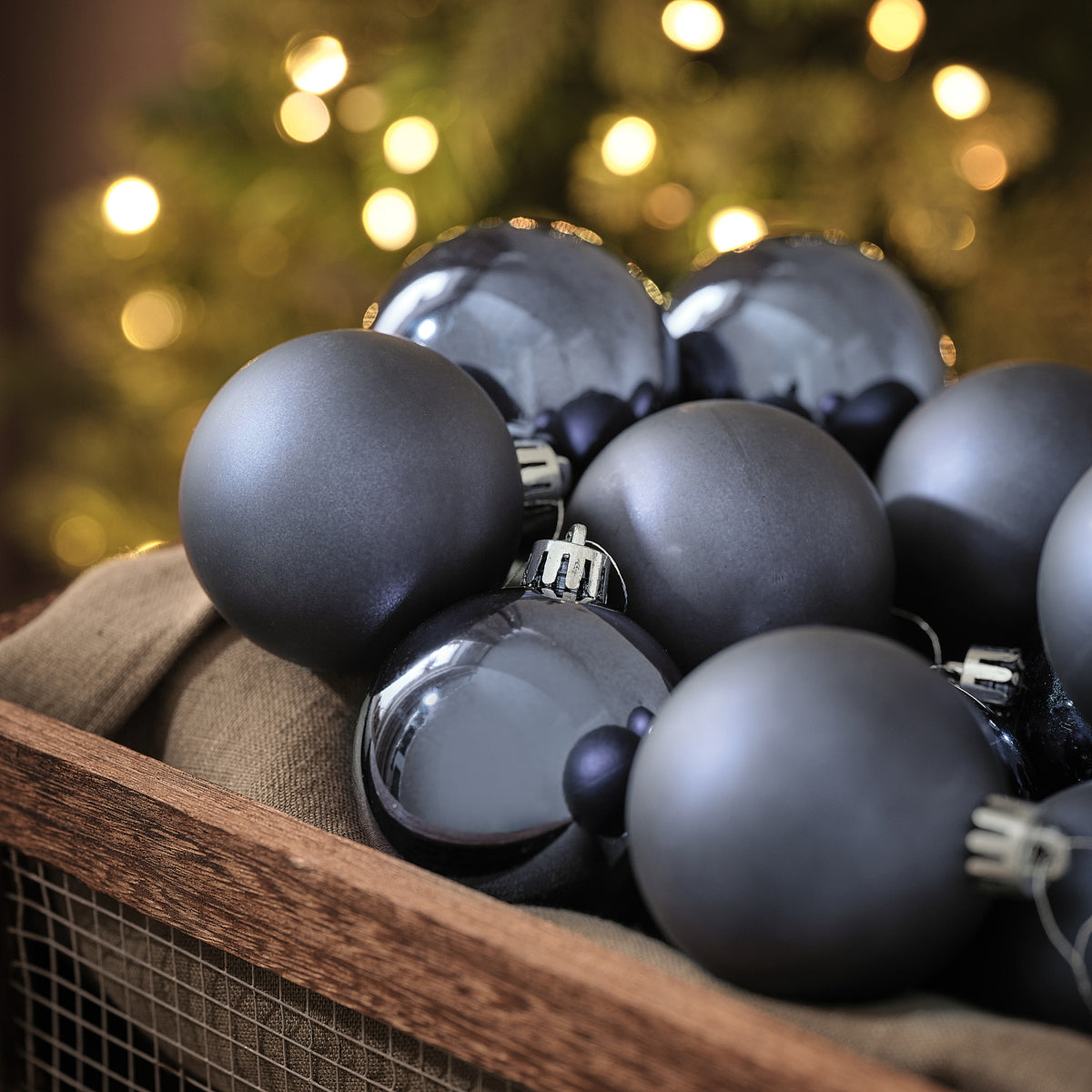 Set of 12 Blue Christmas Tree Baubles