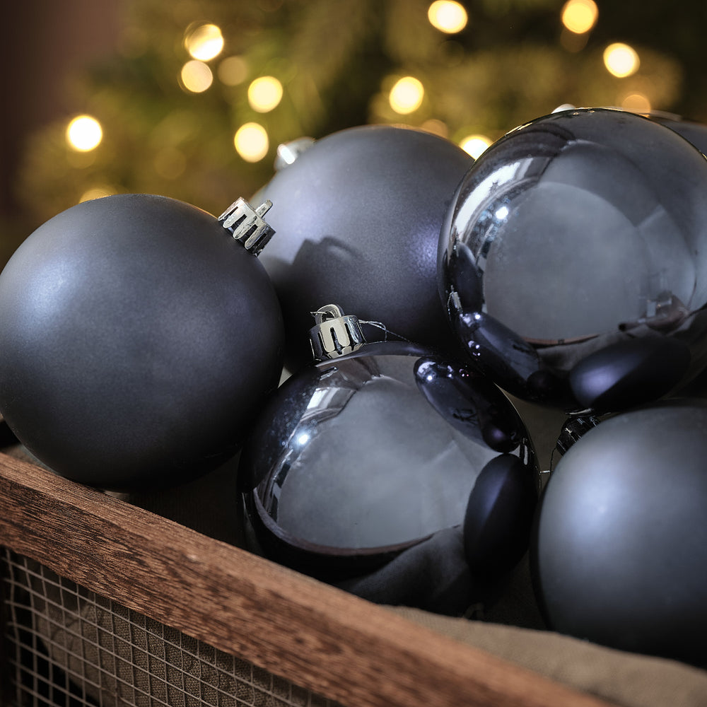 Set of 6 Large Blue Christmas Tree Baubles