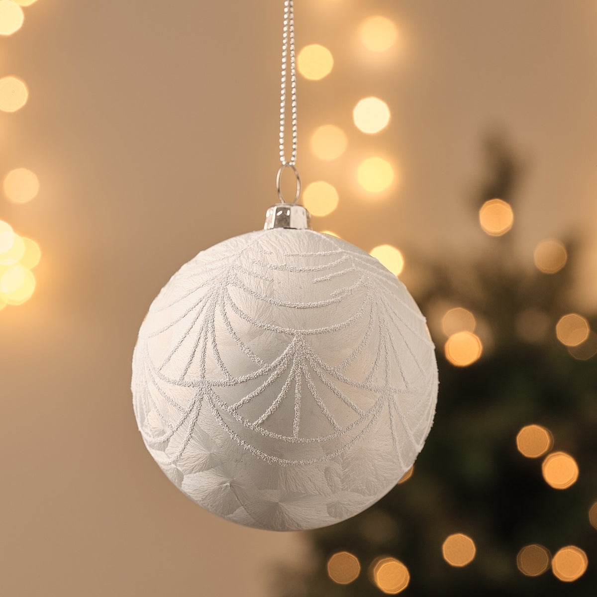 White Frosted Effect Christmas Tree Bauble