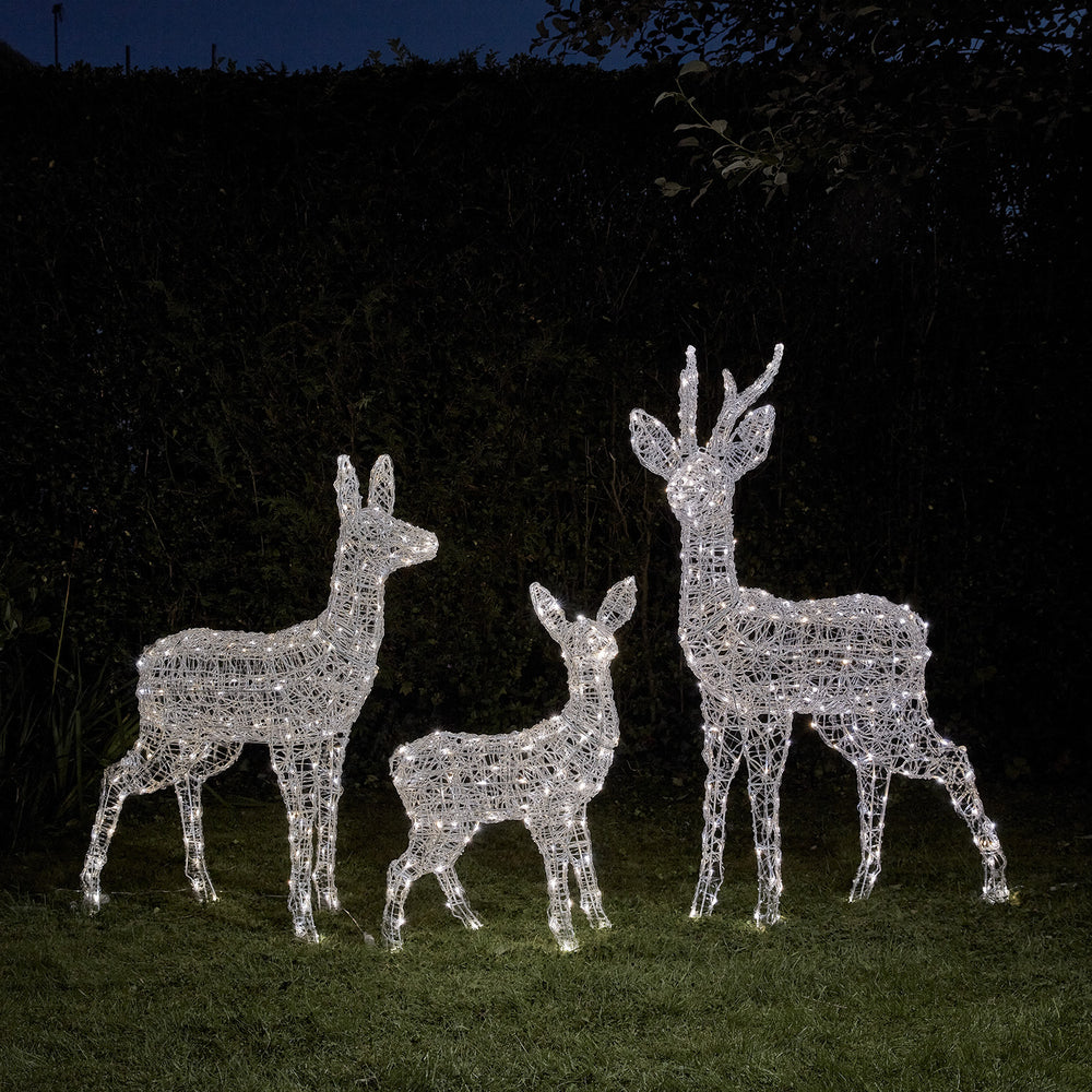 Swinsty Dual Colour LED Battery Operated Outdoor Reindeer Family