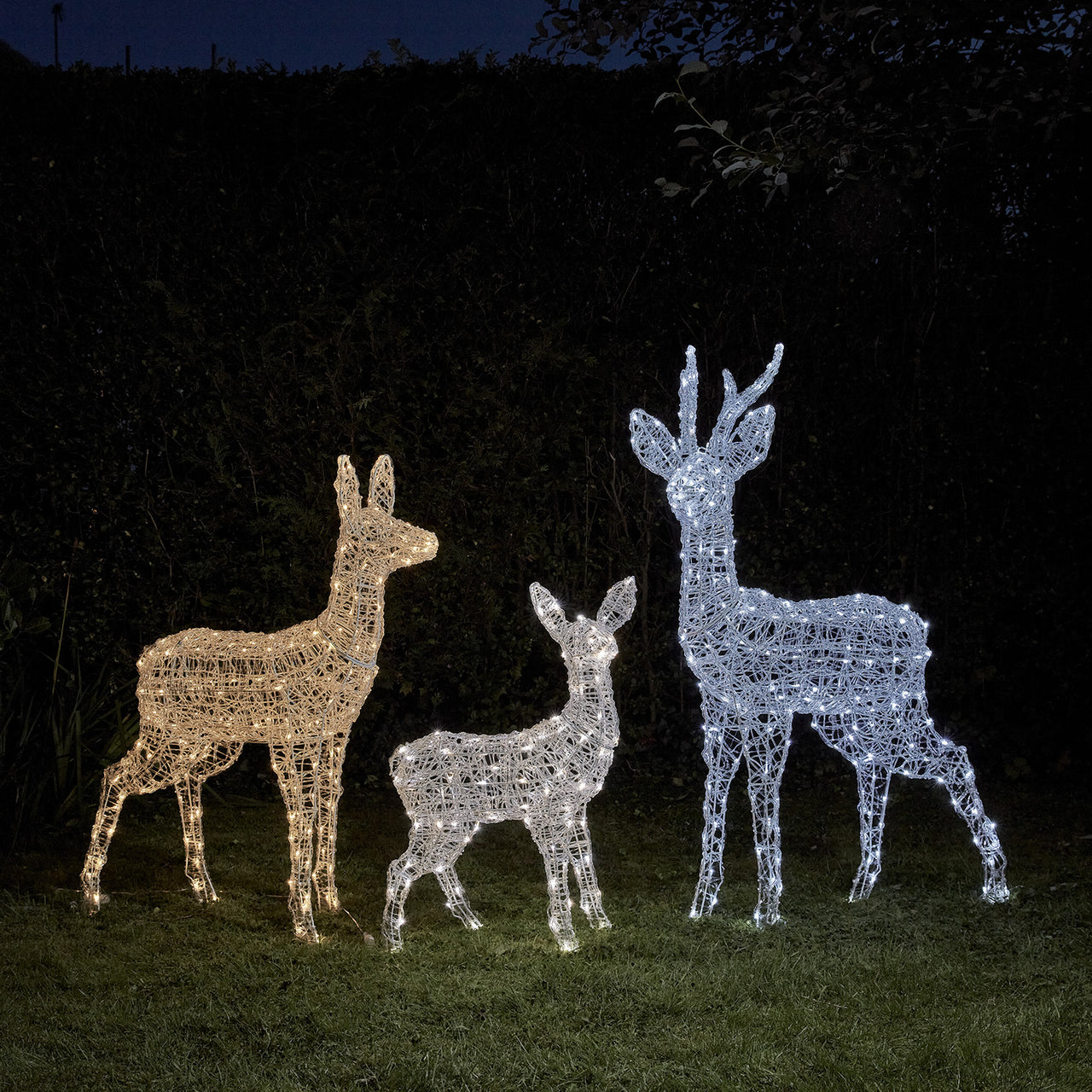 Swinsty Dual Colour LED Battery Operated Outdoor Reindeer Family
