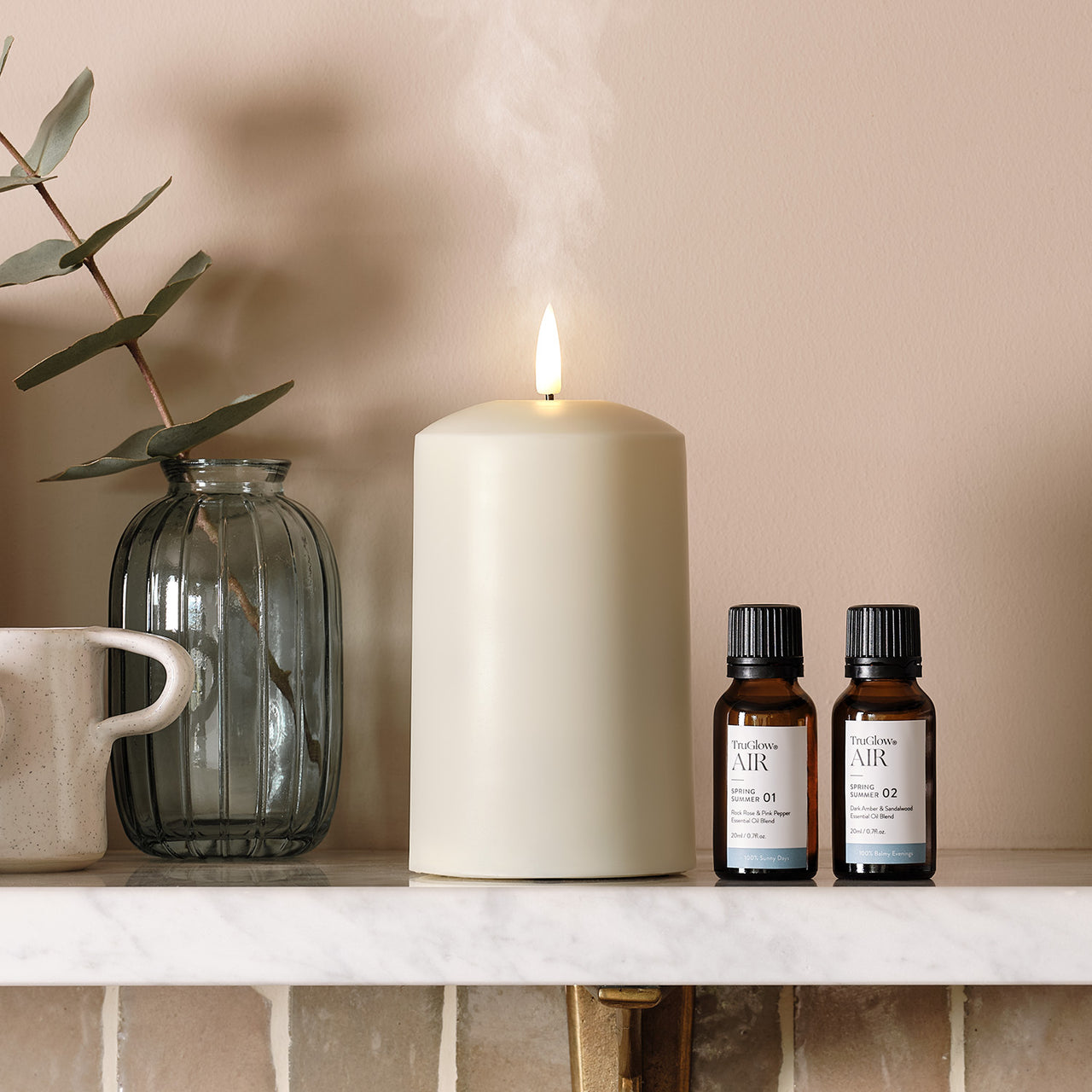 TruGlow AIR® Portable Candle Diffuser & Spring Summer Diffuser Oil Bundle