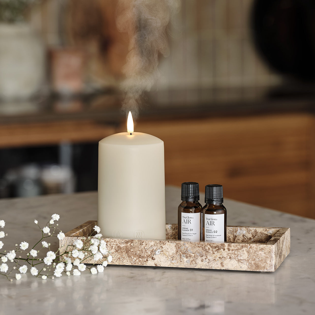 TruGlow AIR® Portable Candle Diffuser & Spring Summer Diffuser Oil Bundle